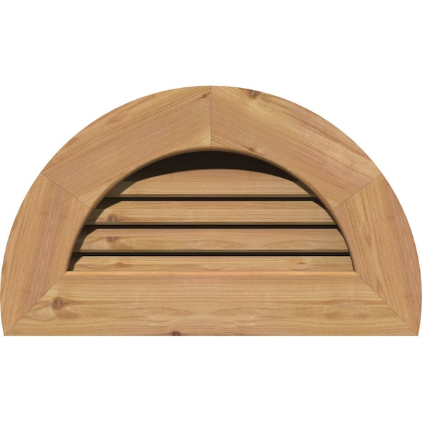 Ekena Millwork Half Round Gable Vent Functional Western Red Cedar Gable Vent w/1" x 4" Flat Trim Frame, 32"W x 16"H - GVWHR32X1601SFUWR