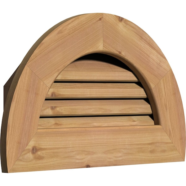 Ekena Millwork Half Round Gable Vent Functional Western Red Cedar Gable Vent w/1" x 4" Flat Trim Frame, 32"W x 16"H - GVWHR32X1601SFUWR