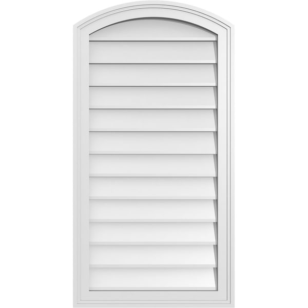 Ekena Millwork Arch Top Surface Mount PVC Gable Vent: Functional, w/ 2"W x 1-1/2"P Brickmould Frame, 20"W x 38"H - GVPAR20X3802SF