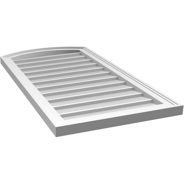 Ekena Millwork Arch Top Surface Mount PVC Gable Vent: Functional, w/ 2"W x 1-1/2"P Brickmould Frame, 20"W x 38"H - GVPAR20X3802SF