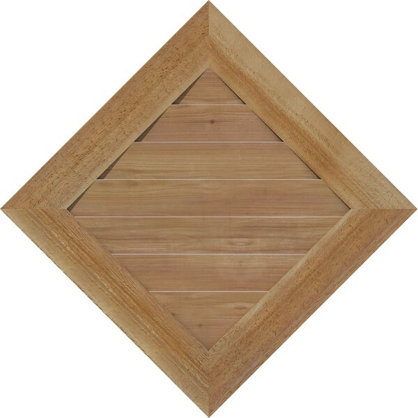 Ekena Millwork Diamond Gable Vent Non-Functional, Western Red Cedar Gable Vent w/Decorative Face Frame, 12"W x 12"H - GVWDI12X1202RDUWR
