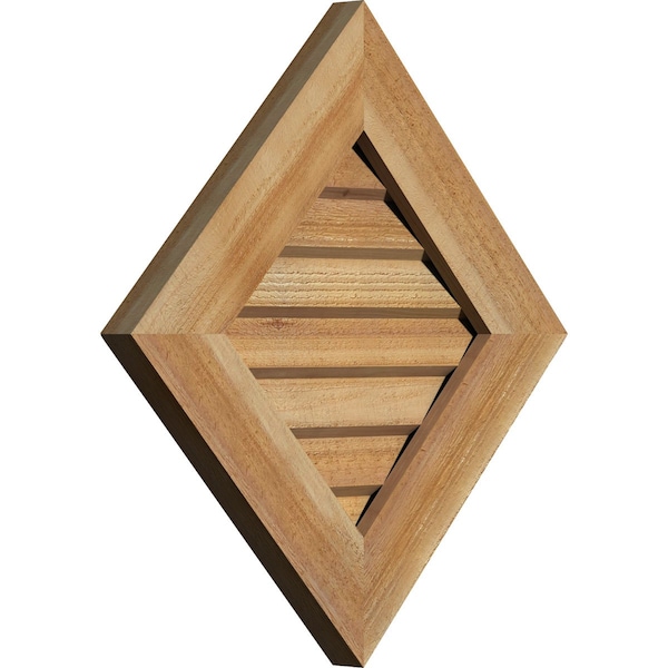 Ekena Millwork Diamond Gable Vent Non-Functional, Western Red Cedar Gable Vent w/Decorative Face Frame, 12"W x 12"H - GVWDI12X1202RDUWR
