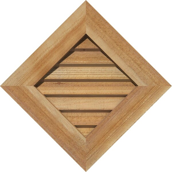 Ekena Millwork Diamond Gable Vent Non-Functional, Western Red Cedar Gable Vent w/Decorative Face Frame, 12"W x 12"H - GVWDI12X1202RDUWR