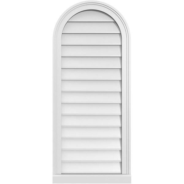 Ekena Millwork Round Top Surface Mount PVC Gable Vent w/ 2"W x 2"P Brickmould Sill Frame, 18"W x 42"H - GVPRT18X4203SN