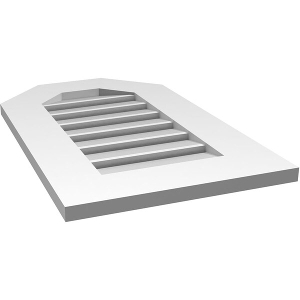 Ekena Millwork Octagonal Top Surface Mount PVC Gable Vent: Functional, w/ 3-1/2"W x 1"P Standard Frame, 16"W x 26"H - GVPOT16X2601SF