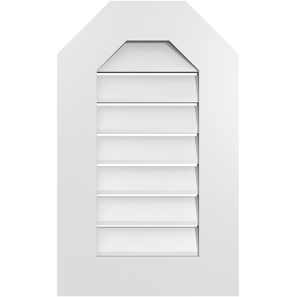 Ekena Millwork Octagonal Top Surface Mount PVC Gable Vent: Functional, w/ 3-1/2"W x 1"P Standard Frame, 16"W x 26"H - GVPOT16X2601SF