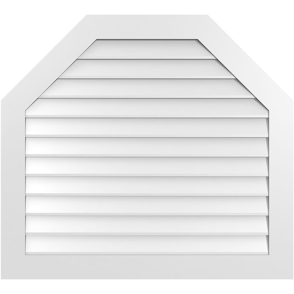 Ekena Millwork Octagonal Top Surface Mount PVC Gable Vent w/ 3-1/2"W x 1"P Standard Frame, 42"W x 38"H - GVPOT42X3801SN