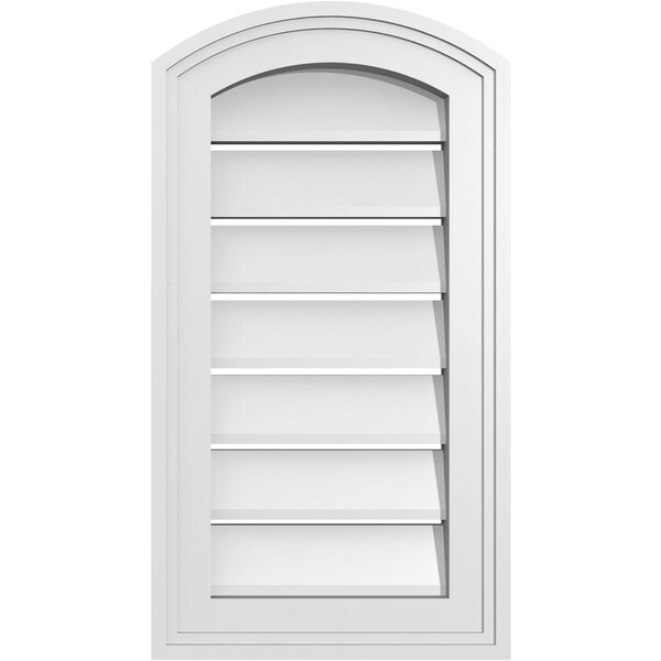 Ekena Millwork Arch Top Surface Mount PVC Gable Vent: Non-Functional, w/2"W x 1-1/2"P Brickmould Frame, 12"W x 20"H - GVPAR12X2002SN