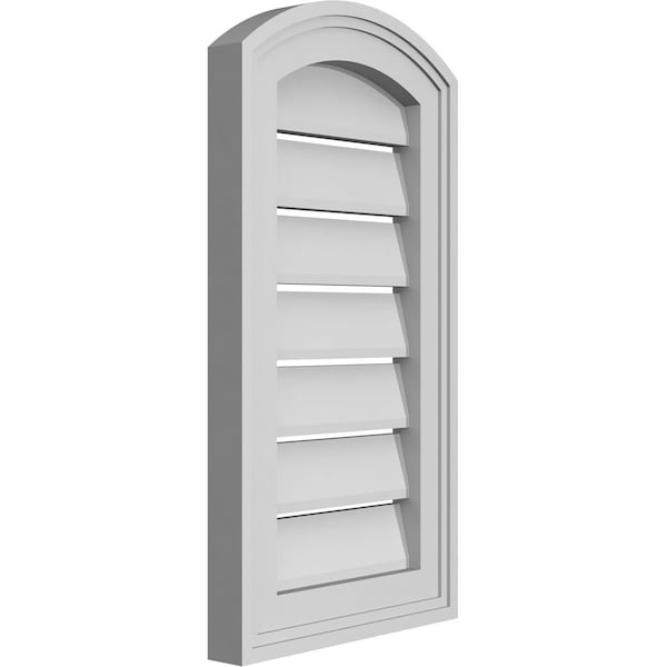 Ekena Millwork Arch Top Surface Mount PVC Gable Vent: Non-Functional, w/2"W x 1-1/2"P Brickmould Frame, 12"W x 20"H - GVPAR12X2002SN