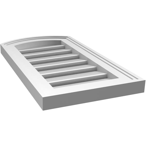 Ekena Millwork Arch Top Surface Mount PVC Gable Vent: Non-Functional, w/2"W x 1-1/2"P Brickmould Frame, 12"W x 20"H - GVPAR12X2002SN