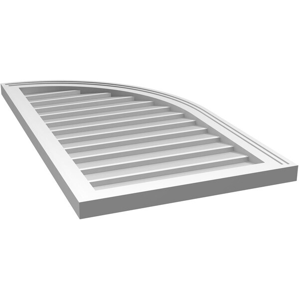 Ekena Millwork Quarter Round Top Right Surface Mount PVC Gable Vent w/ 2"W x 2"P Brickmould Sill Frame, 20"W x 36"H - GVPQR20X3603SN