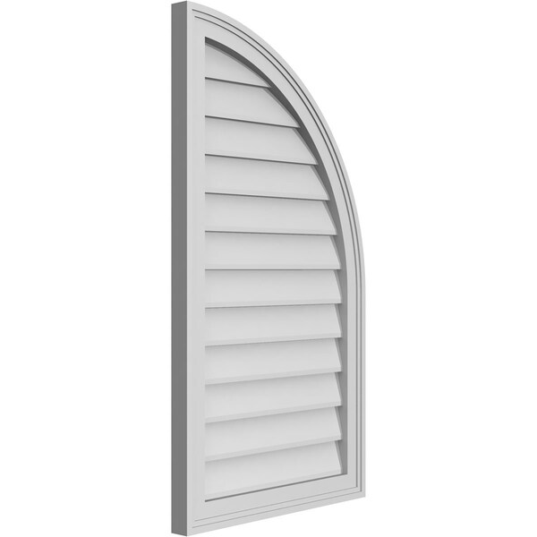 Ekena Millwork Quarter Round Top Right Surface Mount PVC Gable Vent w/ 2"W x 2"P Brickmould Sill Frame, 20"W x 36"H - GVPQR20X3603SN