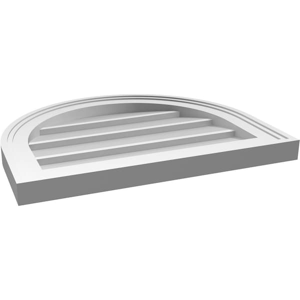 Ekena Millwork Round Top Surface Mount PVC Gable Vent w/ 2"W x 1-1/2"P Brickmould Frame, 20"W x 16"H - GVPRT20X1602SN