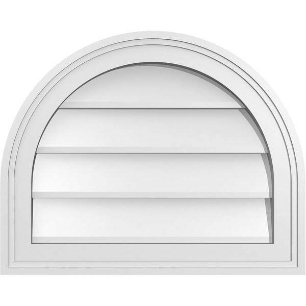 Ekena Millwork Round Top Surface Mount PVC Gable Vent w/ 2"W x 1-1/2"P Brickmould Frame, 20"W x 16"H - GVPRT20X1602SN