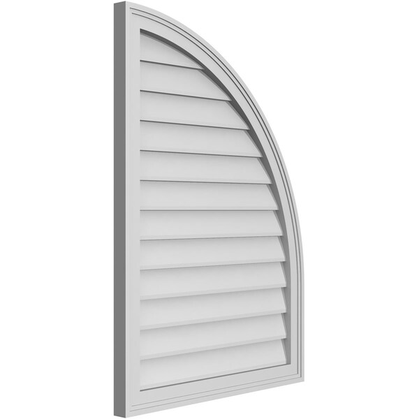 Ekena Millwork Quarter Round Top Right Surface Mount PVC Gable Vent w/ 2"W x 2"P Brickmould Sill Frame, 26"W x 36"H - GVPQR26X3603SN