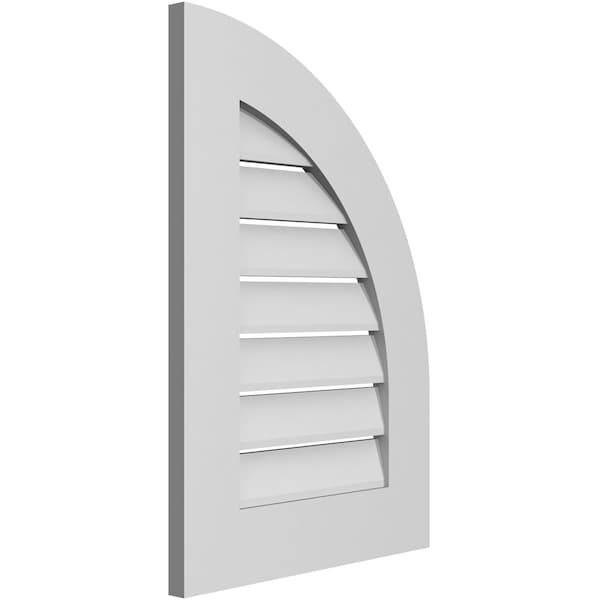 Ekena Millwork Quarter Round Top Right Surface Mount PVC Gable Vent w/ 3-1/2"W x 1"P Standard Frame, 18"W x 26"H - GVPQR18X2601SF