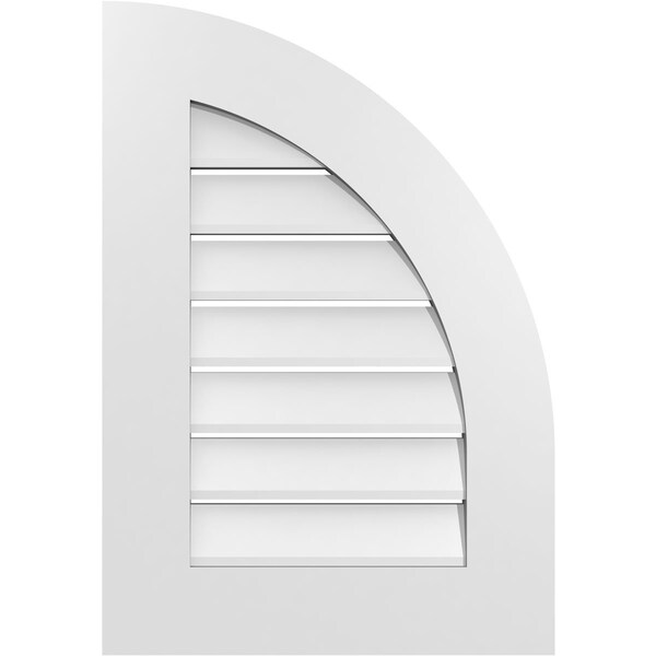 Ekena Millwork Quarter Round Top Right Surface Mount PVC Gable Vent w/ 3-1/2"W x 1"P Standard Frame, 18"W x 26"H - GVPQR18X2601SF