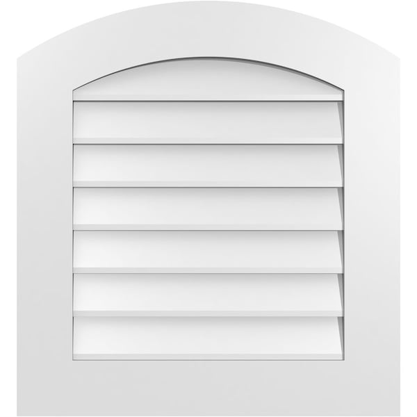 Ekena Millwork Arch Top Surface Mount PVC Gable Vent: Functional, w/ 3-1/2"W x 1"P Standard Frame, 24"W x 26"H - GVPAR24X2601SF