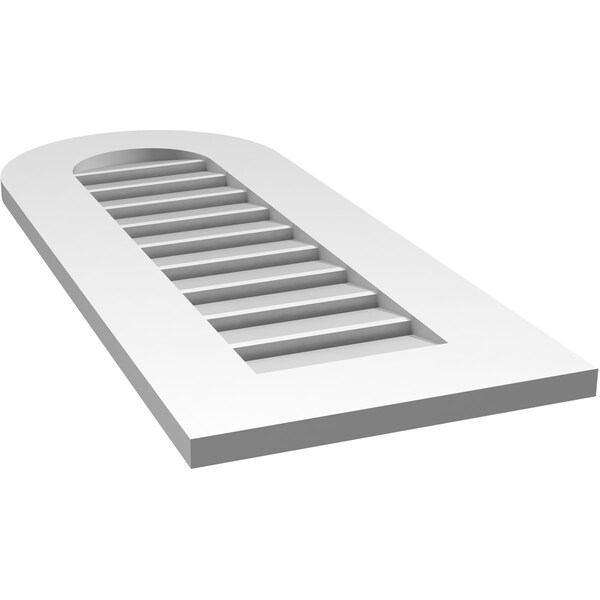 Ekena Millwork Round Top Surface Mount PVC Gable Vent: Functional, w/ 3-1/2"W x 1"P Standard Frame, 14"W x 34"H - GVPRT14X3401SF