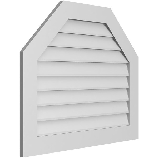 Ekena Millwork Octagonal Top Surface Mount PVC Gable Vent w/ 3-1/2"W x 1"P Standard Frame, 36"W x 30"H - GVPOT36X3001SN