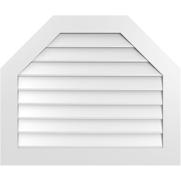 Ekena Millwork Octagonal Top Surface Mount PVC Gable Vent w/ 3-1/2"W x 1"P Standard Frame, 36"W x 30"H - GVPOT36X3001SN