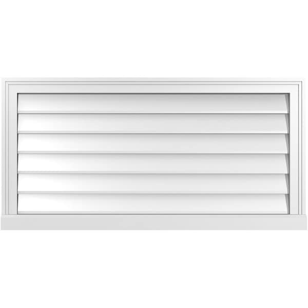 Ekena Millwork Vertical Surface Mount PVC Gable Vent w/ 2"W x 2"H , Brickmould Sill Frame, 40"W x 20"H - GVPVE40X2003SN