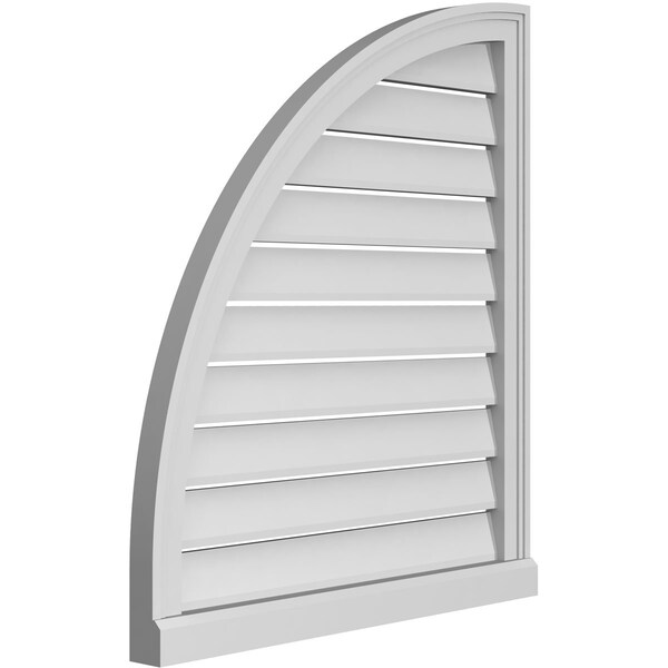 Ekena Millwork Quarter Round Top Left Surface Mount PVC Gable Vent w/ 2"W x 2"P Brickmould Sill Frame, 28"W x 32"H - GVPQL28X3203SF