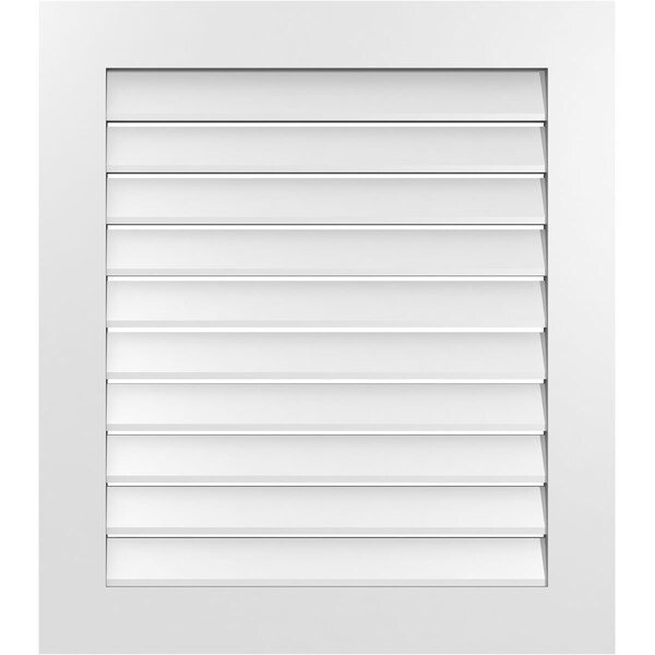 Ekena Millwork Vertical Surface Mount PVC Gable Vent: Functional, w/ 3-1/2"W x 1"P Standard Frame, 30"W x 34"H - GVPVE30X3401SF