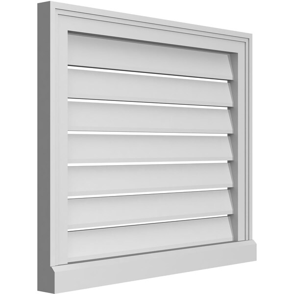 Ekena Millwork Vertical Surface Mount PVC Gable Vent: Functional, w/ 2"W x 2"P Brickmould Sill Frame, 26"W x 22"H - GVPVE26X2203SF