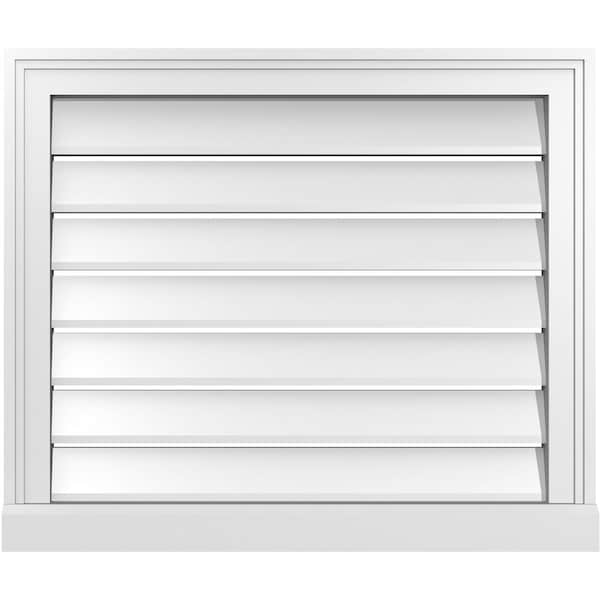 Ekena Millwork Vertical Surface Mount PVC Gable Vent: Functional, w/ 2"W x 2"P Brickmould Sill Frame, 26"W x 22"H - GVPVE26X2203SF