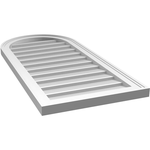 Ekena Millwork Round Top Surface Mount PVC Gable Vent w/ 2"W x 1-1/2"P Brickmould Frame, 18"W x 38"H - GVPRT18X3802SN