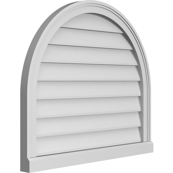 Ekena Millwork Round Top Surface Mount PVC Gable Vent w/ 2"W x 2"P Brickmould Sill Frame, 30"W x 26"H - GVPRT30X2603SN