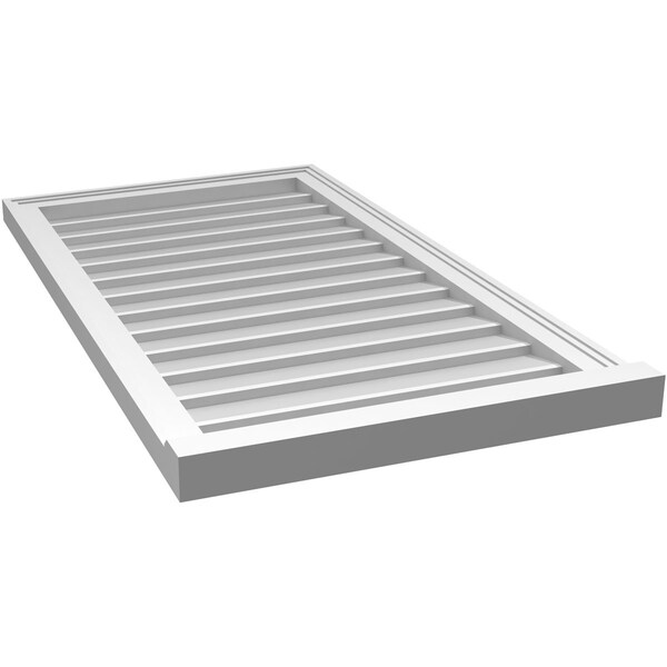 Ekena Millwork Vertical Surface Mount PVC Gable Vent w/ 2"W x 2"H , Brickmould Sill Frame, 22"W x 40"H - GVPVE22X4003SN