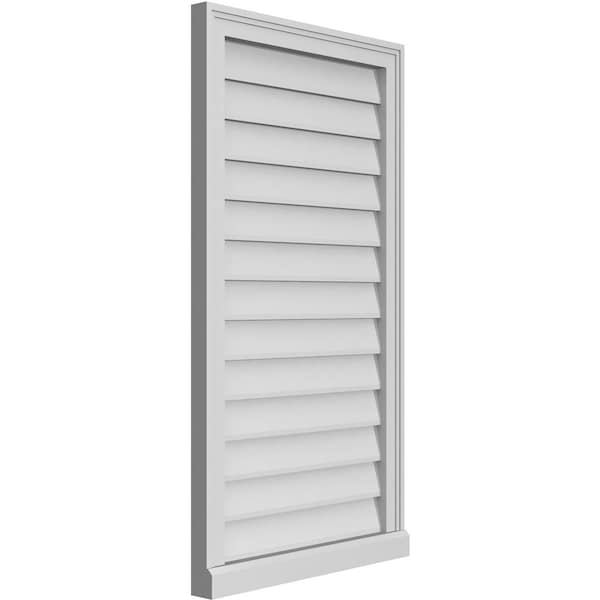 Ekena Millwork Vertical Surface Mount PVC Gable Vent w/ 2"W x 2"H , Brickmould Sill Frame, 22"W x 40"H - GVPVE22X4003SN