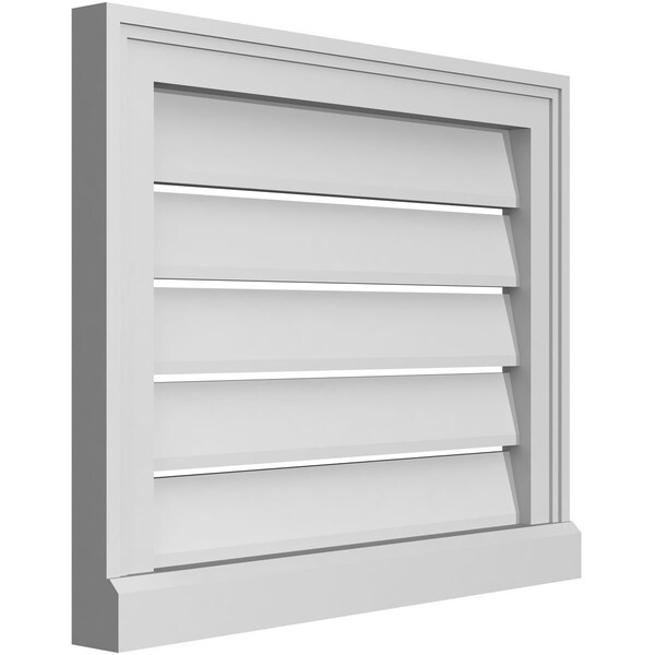 Ekena Millwork Vertical Surface Mount PVC Gable Vent: Functional, w/ 2"W x 2"P Brickmould Sill Frame, 22"W x 18"H - GVPVE22X1803SF