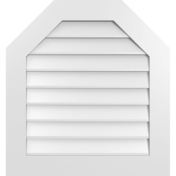 Ekena Millwork Octagonal Top Surface Mount PVC Gable Vent w/ 3-1/2"W x 1"P Standard Frame, 28"W x 30"H - GVPOT28X3001SN