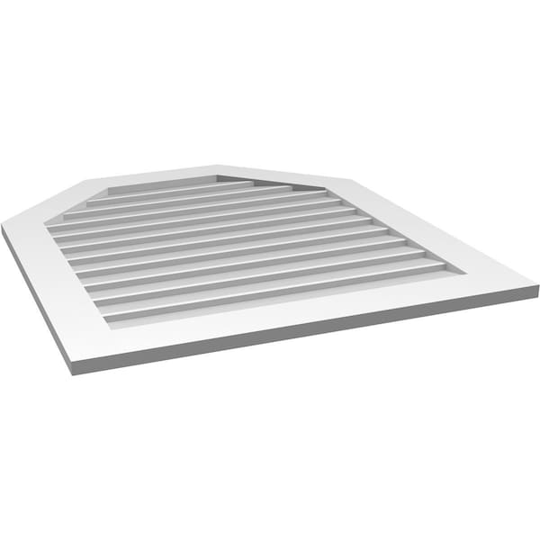 Ekena Millwork Octagonal Top Surface Mount PVC Gable Vent w/ 3-1/2"W x 1"P Standard Frame, 34"W x 38"H - GVPOT34X3801SN