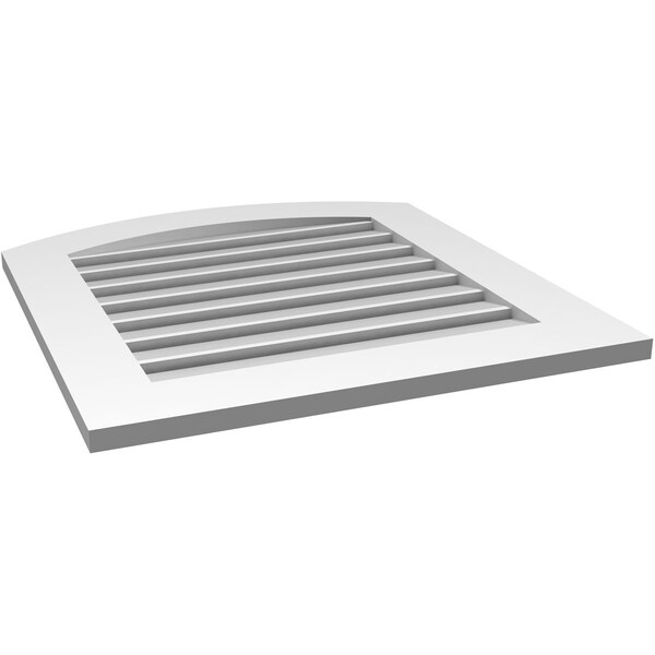 Ekena Millwork Arch Top Surface Mount PVC Gable Vent: Non-Functional, w/ 3-1/2"W x 1"P Standard Frame, 26"W x 26"H - GVPAR26X2601SN