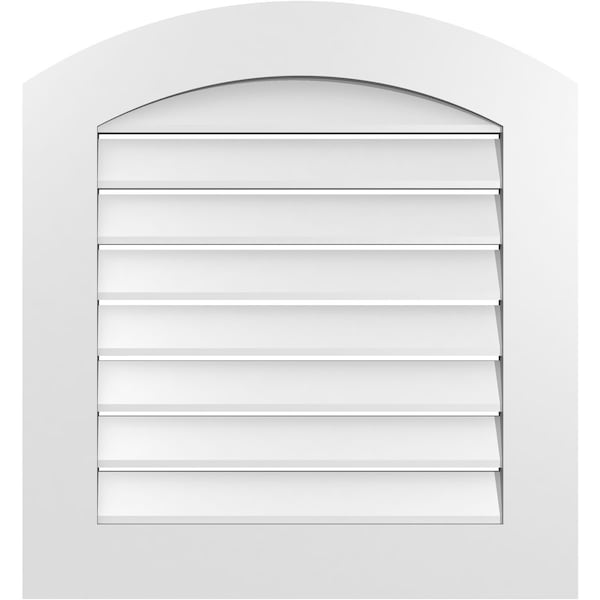 Ekena Millwork Arch Top Surface Mount PVC Gable Vent: Non-Functional, w/ 3-1/2"W x 1"P Standard Frame, 26"W x 26"H - GVPAR26X2601SN