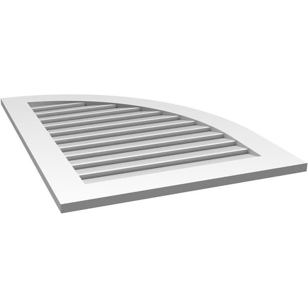 Ekena Millwork Quarter Round Top Right Surface Mount PVC Gable Vent w/ 3-1/2"W x 1"P Standard Frame, 28"W x 38"H - GVPQR28X3801SF