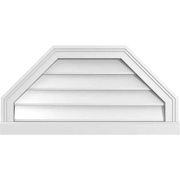 Ekena Millwork Octagonal Top Surface Mount PVC Gable Vent w/ 2"W x 2"P Brickmould Sill Frame, 28"W x 14"H - GVPOT28X1403SN