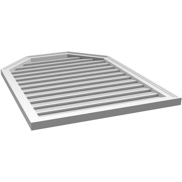 Ekena Millwork Octagonal Top Surface Mount PVC Gable Vent w/ 2"W x 1-1/2"P Brickmould Frame, 30"W x 40"H - GVPOT30X4002SF