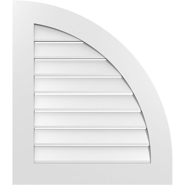 Ekena Millwork Quarter Round Top Right Surface Mount PVC Gable Vent w/ 3-1/2"W x 1"P Standard Frame, 26"W x 30"H - GVPQR26X3001SF