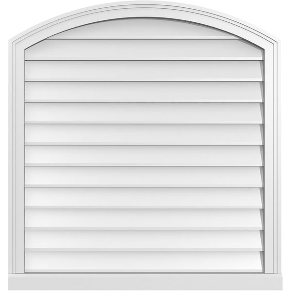 Ekena Millwork Arch Top Surface Mount PVC Gable Vent: Functional, w/ 2"W x 2"P Brickmould Sill Frame, 34"W x 36"H - GVPAR34X3603SF