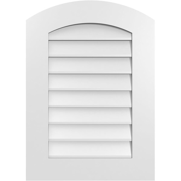 Ekena Millwork Arch Top Surface Mount PVC Gable Vent: Functional, w/ 3-1/2"W x 1"P Standard Frame, 20"W x 28"H - GVPAR20X2801SF