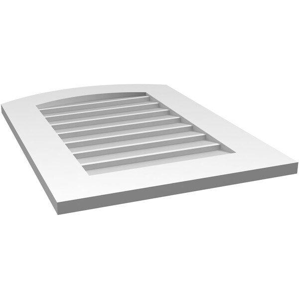 Ekena Millwork Arch Top Surface Mount PVC Gable Vent: Functional, w/ 3-1/2"W x 1"P Standard Frame, 20"W x 28"H - GVPAR20X2801SF