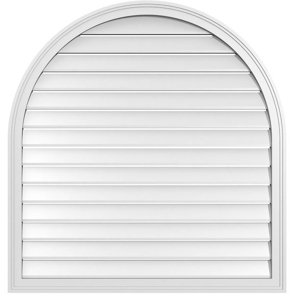 Ekena Millwork Round Top Surface Mount PVC Gable Vent: Functional, w/ 2"W x 1-1/2"P Brickmould Frame, 40"W x 42"H - GVPRT40X4202SF