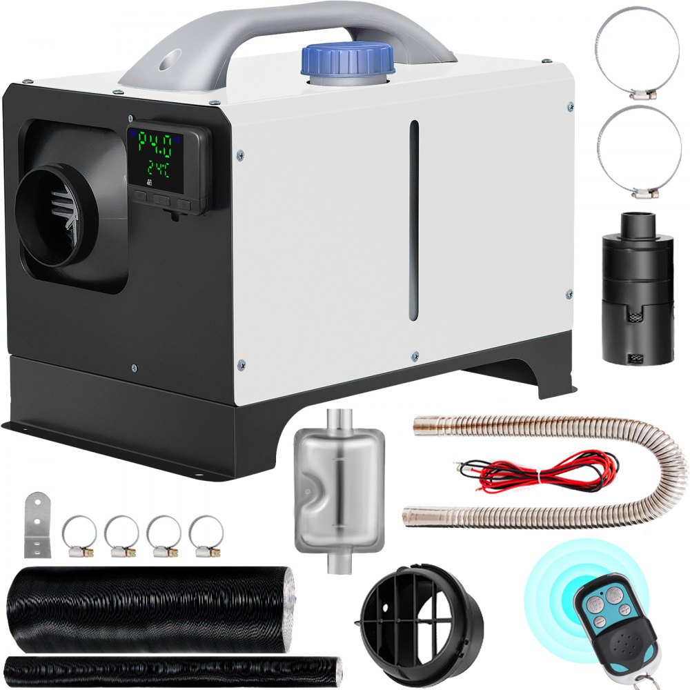 VEVOR Diesel Air Heater 8KW Parking Heater 12V Truck Heater, One Air Outlet, with Black LCD Switch, Remote Control, Fast Heating Compact Diesel Heater, For Car, RV Truck, Boat, Campervans, Caravans - ZCJRQXBK8KWXKHYJ1V0