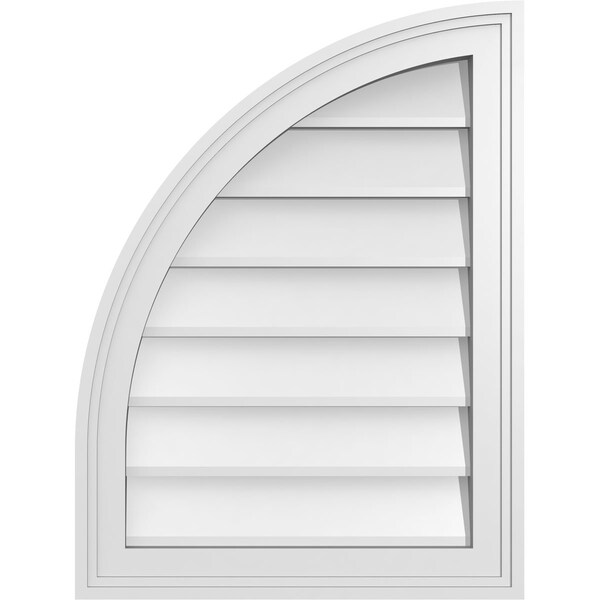 Ekena Millwork Quarter Round Top Left Surface Mount PVC Gable Vent w/ 2"W x 1-1/2"P Brickmould Frame, 18"W x 24"H - GVPQL18X2402SN