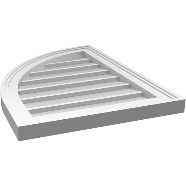 Ekena Millwork Quarter Round Top Left Surface Mount PVC Gable Vent w/ 2"W x 1-1/2"P Brickmould Frame, 18"W x 24"H - GVPQL18X2402SN